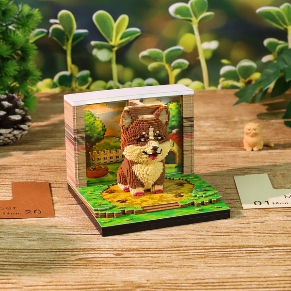 Calendrier 3D chien corgi
