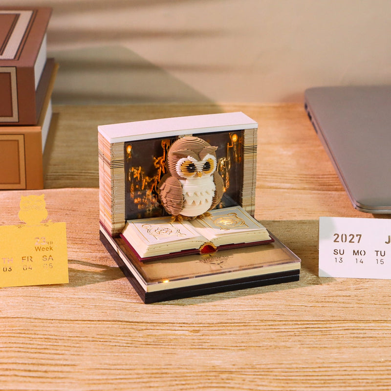 Calendrier 3D Chouette magique 2027 avec lumière