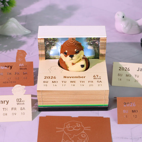 Calendrier 3D Loutre de mer en papier – photo 3